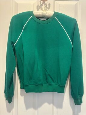 SPANX Emerald Green Sweatshirt with White Piping size S